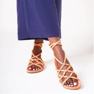 Charlotte Stone Noemi Gladiator Lace Up Sandals Size 9 in Apricot - Brand New!